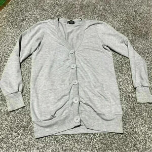 miss chievous womens Medium open front cardigan Pockets Gray Note